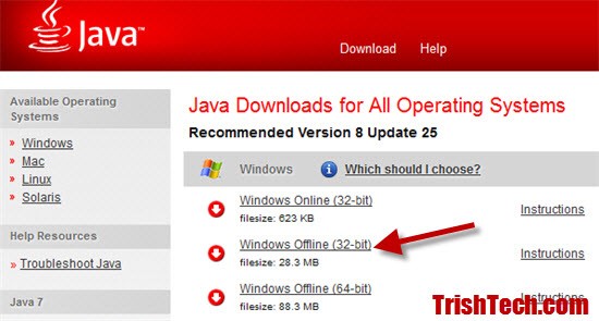 32 bit java jre windows download